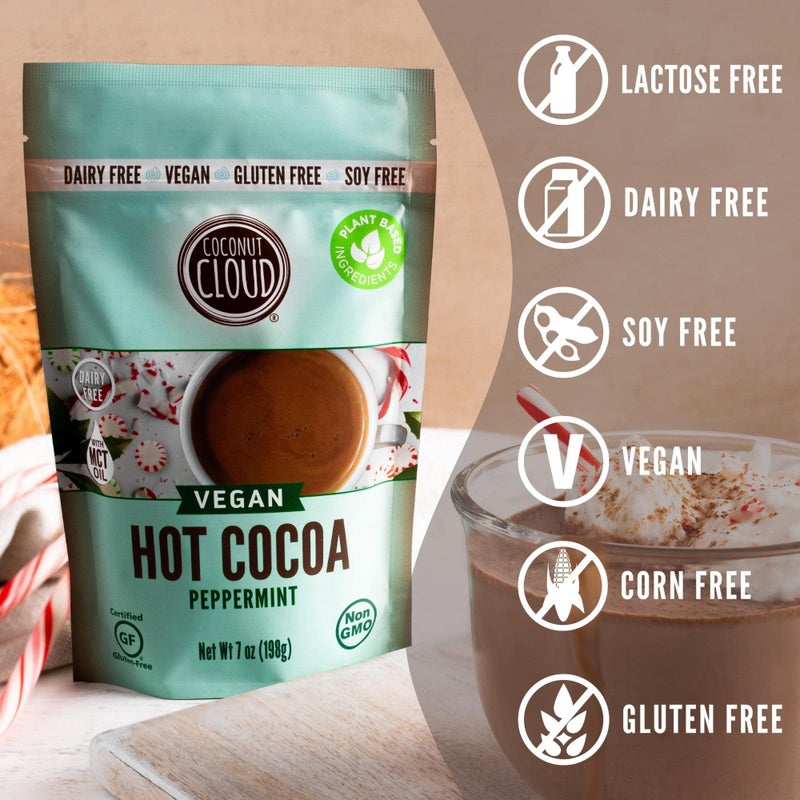 Coconut Cloud: Dairy-Free Instant Peppermint Hot Cocoa Mix | Vegan, Natural, Delicious, Creamy Chocolate (Made in Colorado from Premium Coconut Milk Powder), Peppermint Cocoa, 7 oz - Image 3